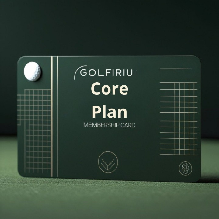 Golf membership card with 'GOLFIRIU' branding on a green background