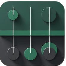 Geometric wall art with green and black shapes on a white background