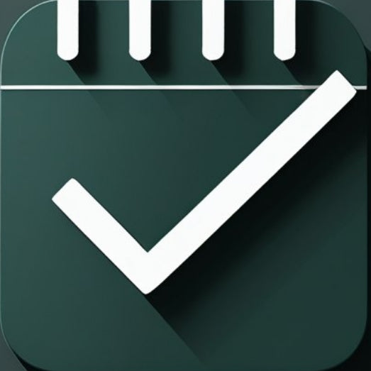 Calendar icon with a check mark on a dark green background